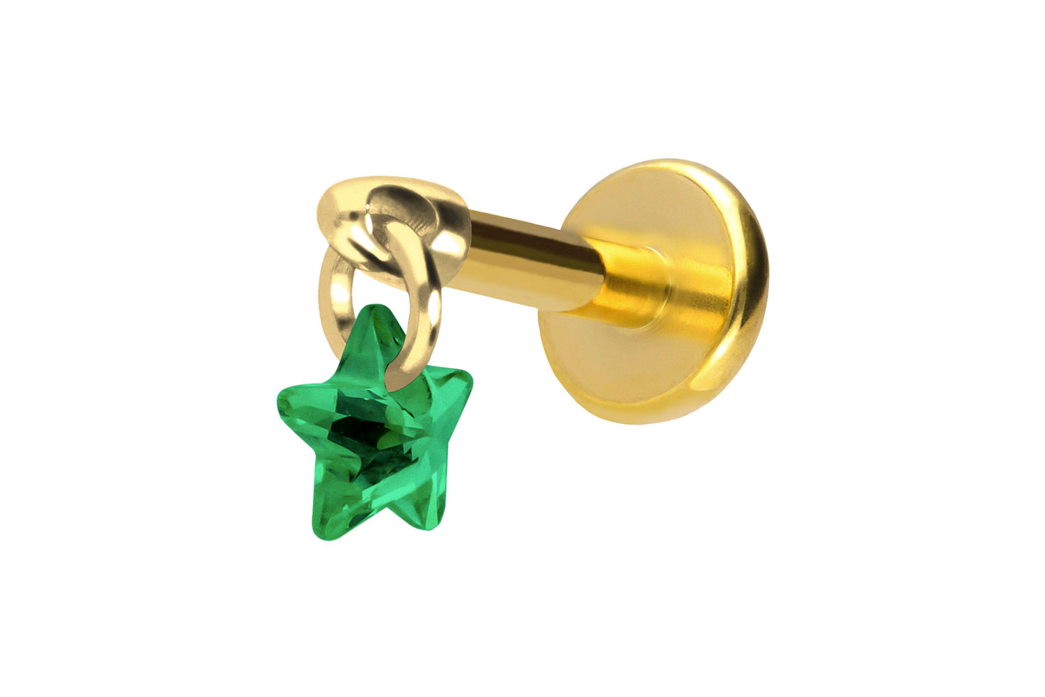 Titan Labret Piercing mit Push Fit KRISTALLSTERN